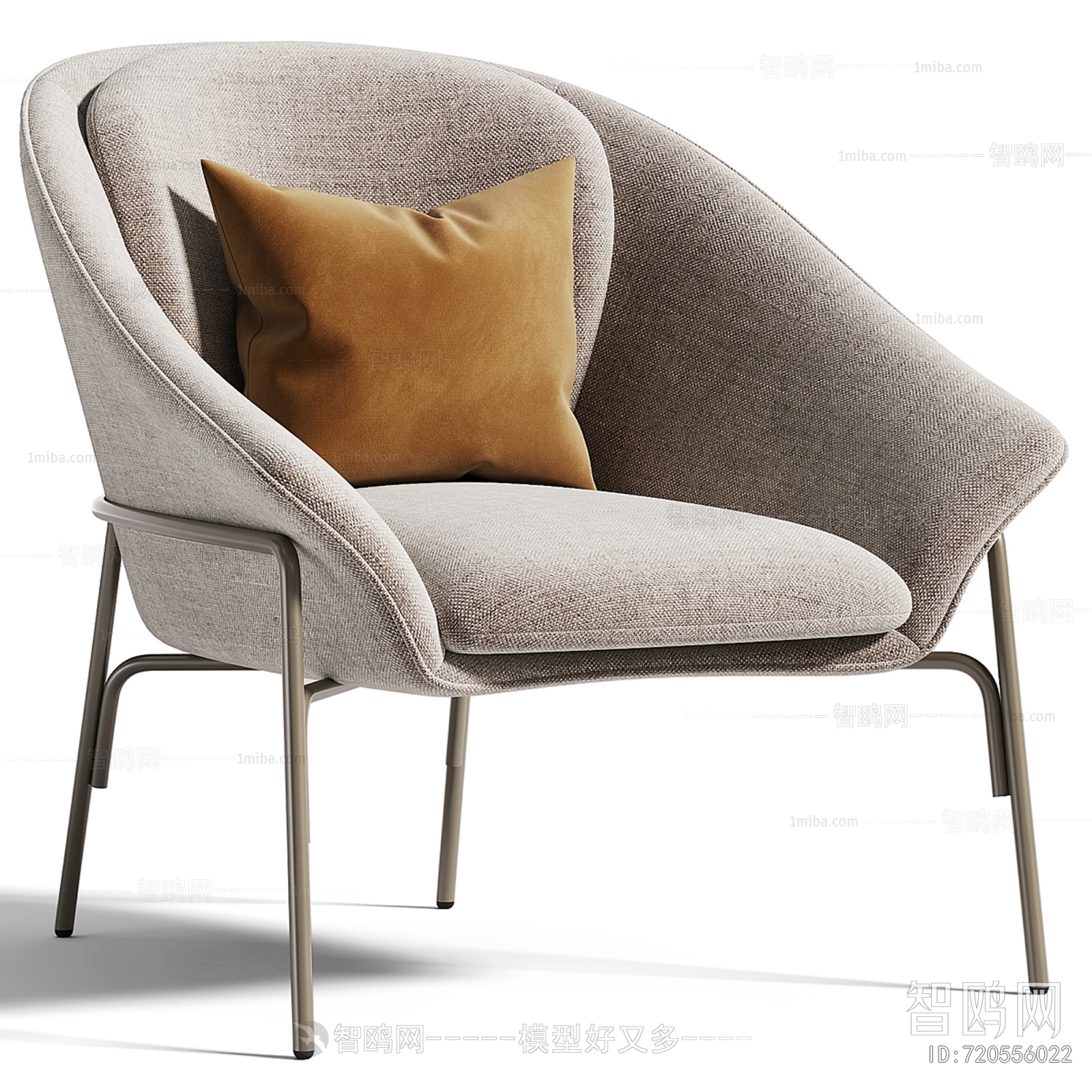 现代布艺休闲椅3D模型下载