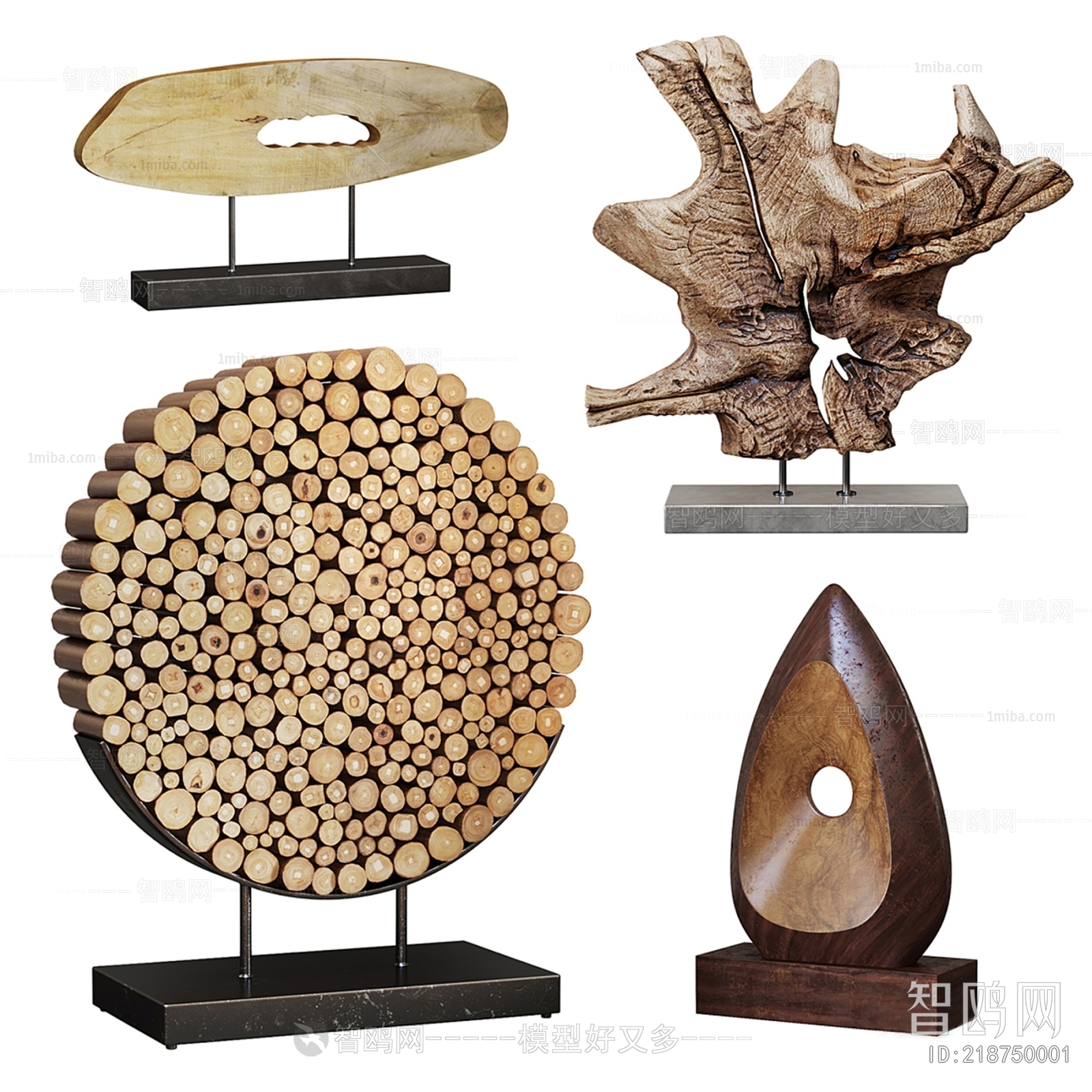现代木质雕塑摆件