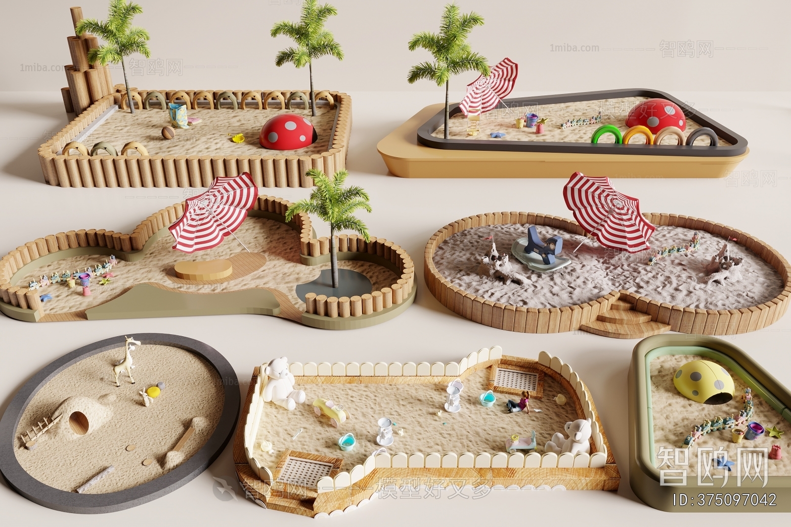 现代儿童沙池 沙坑3D模型下载