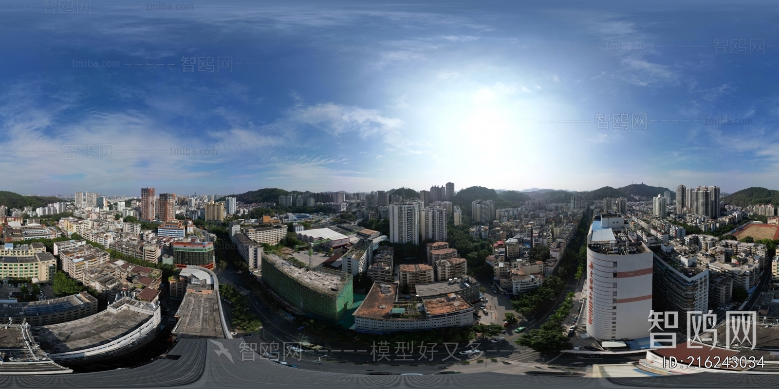 白天城市小区社区全景HDR