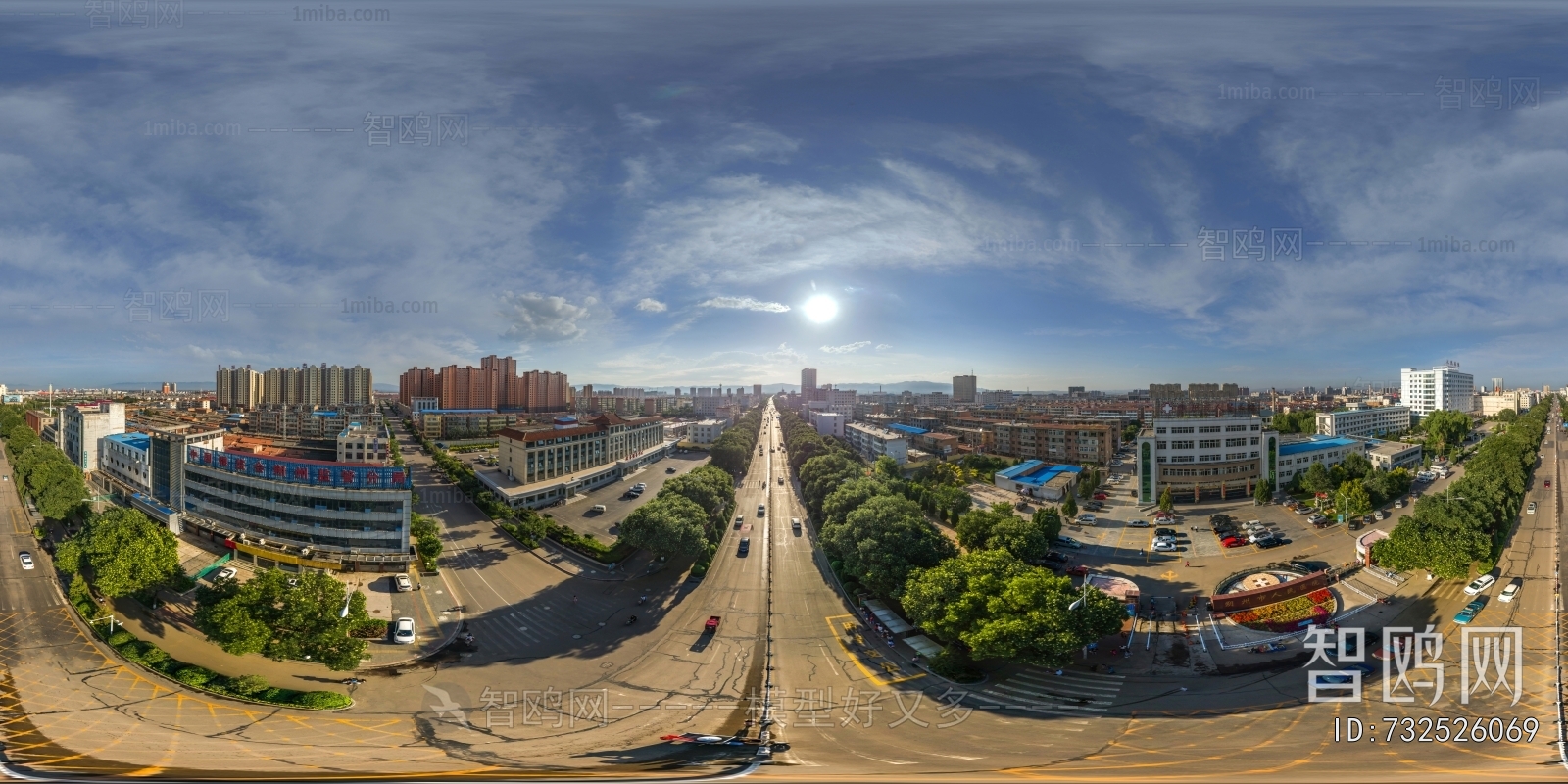 城市小区社区广场全景HDR