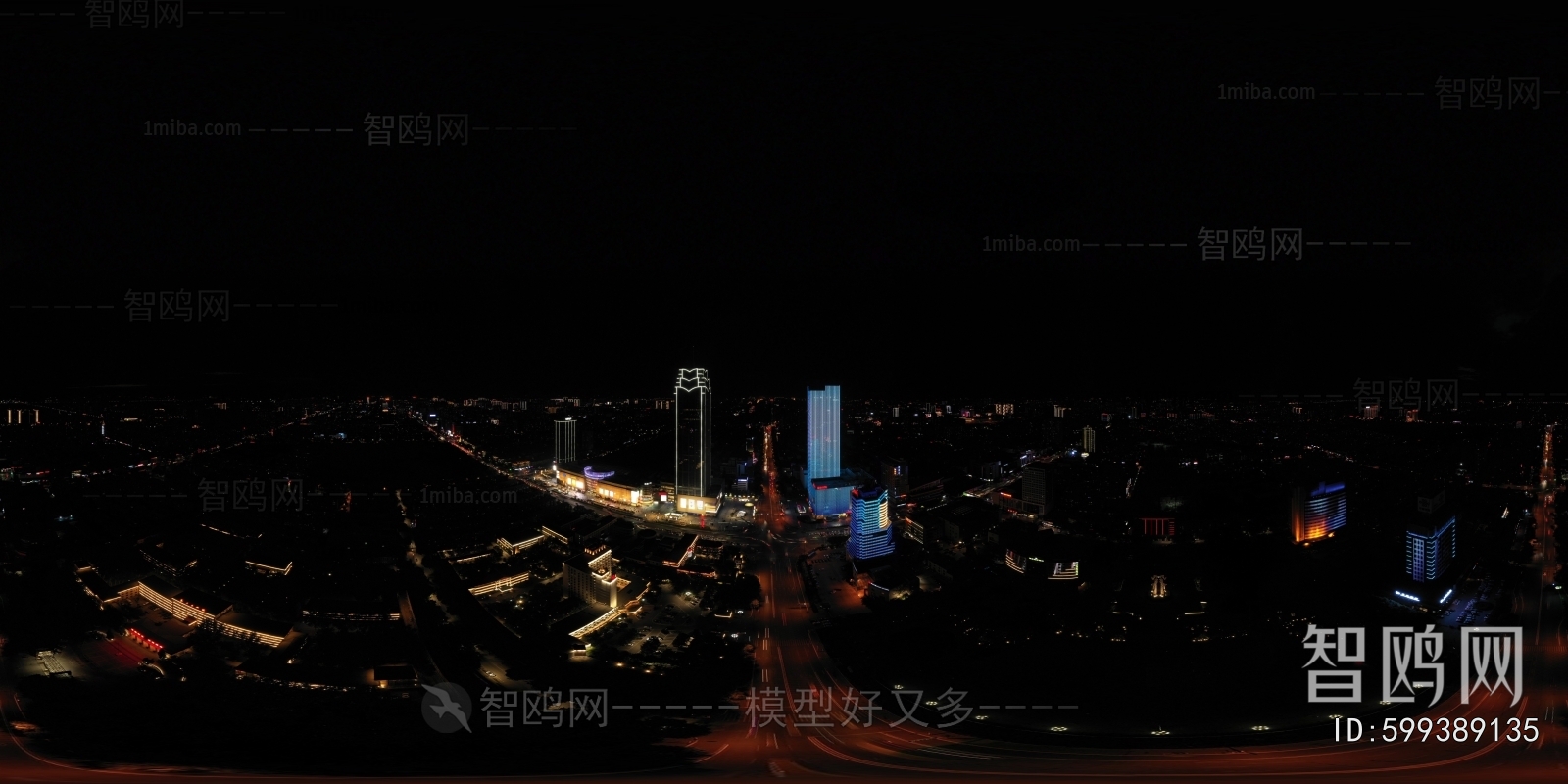 黑夜城市繁华都市全景HDR