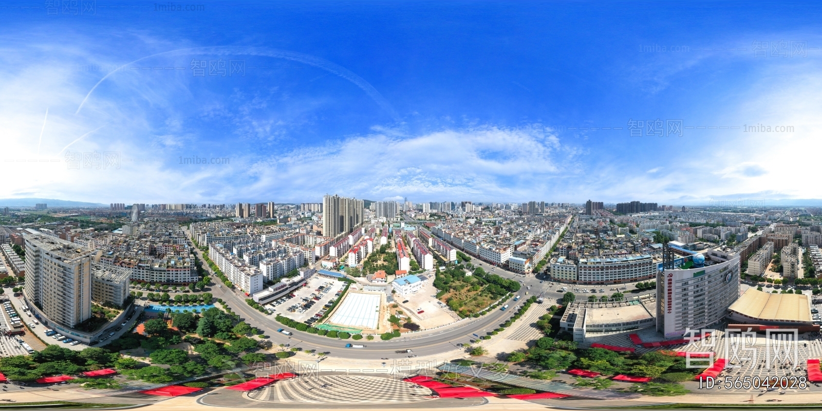 白天城市小区社区全景HDR