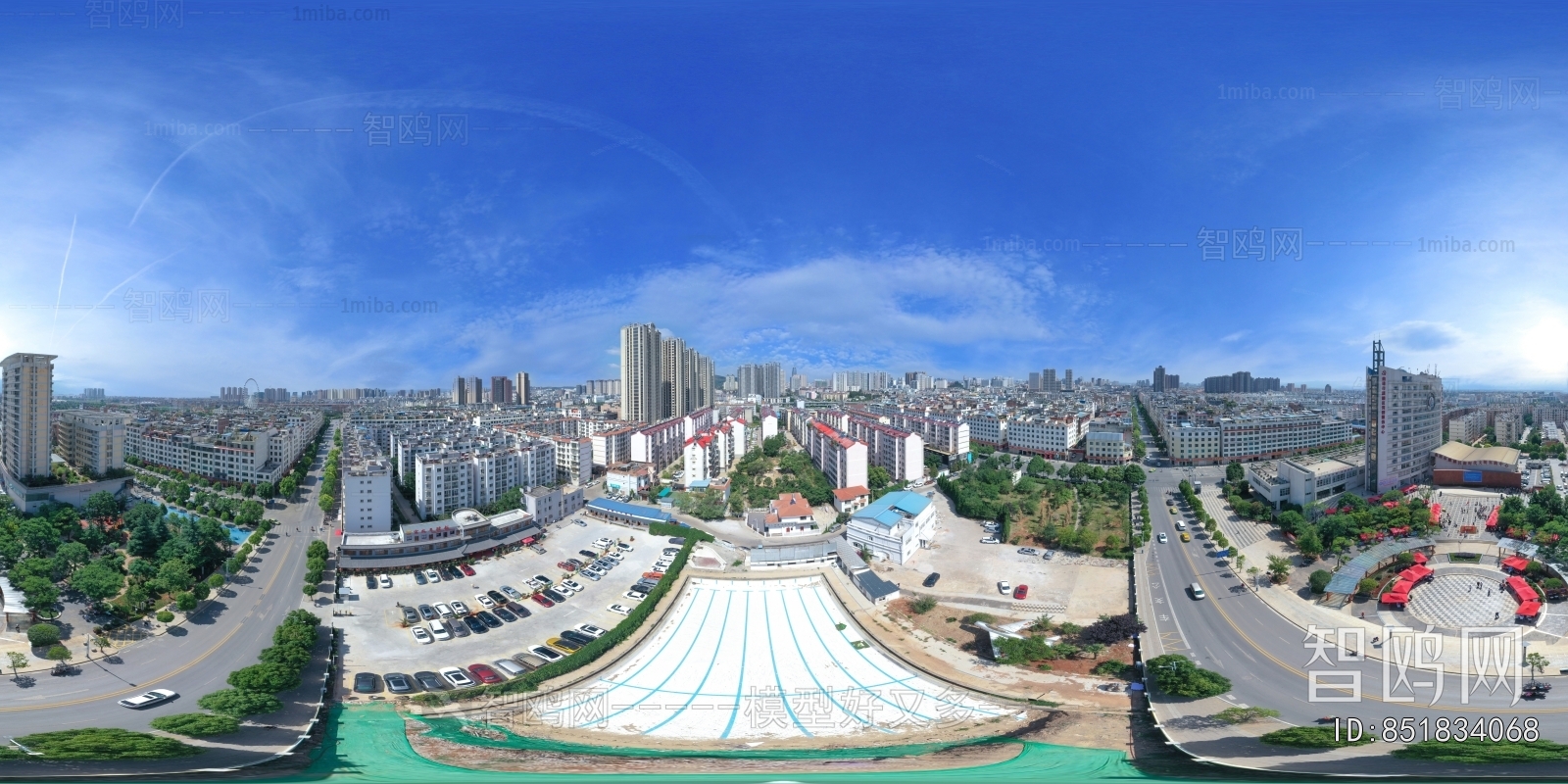 白天城市小区社区全景HDR