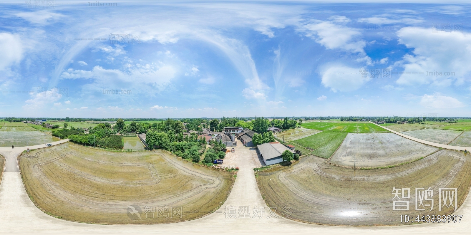 白天乡村田野户外全景HDR