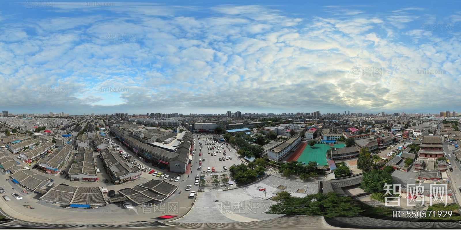 白天城市生态绿化全景HDR
