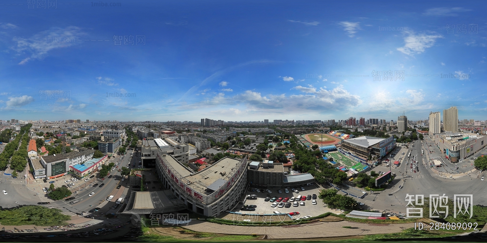 白天小区商街建筑全景HDR