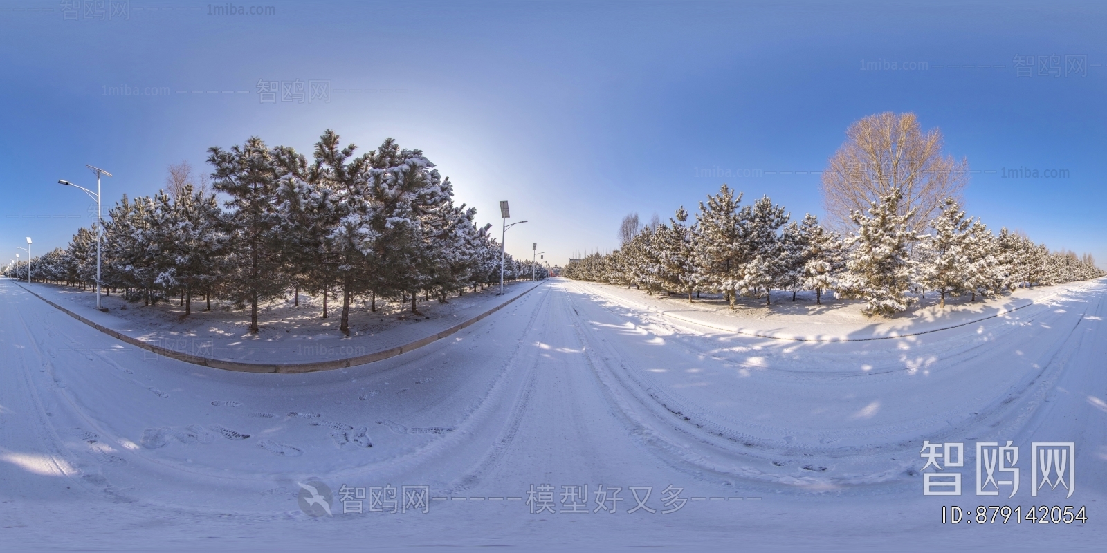 户外雪地落叶风景HDR