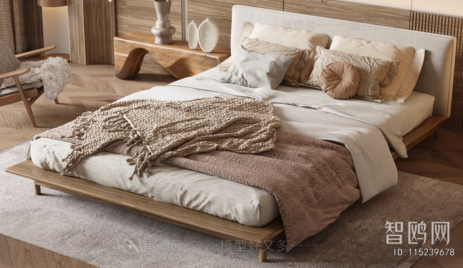 Wabi-sabi Style Double Bed