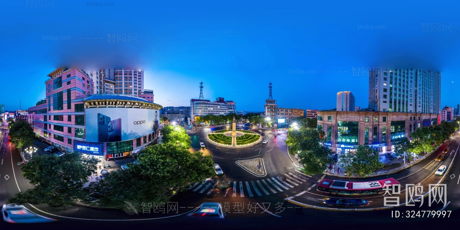 晨曦黄昏城市夜景全景HDR