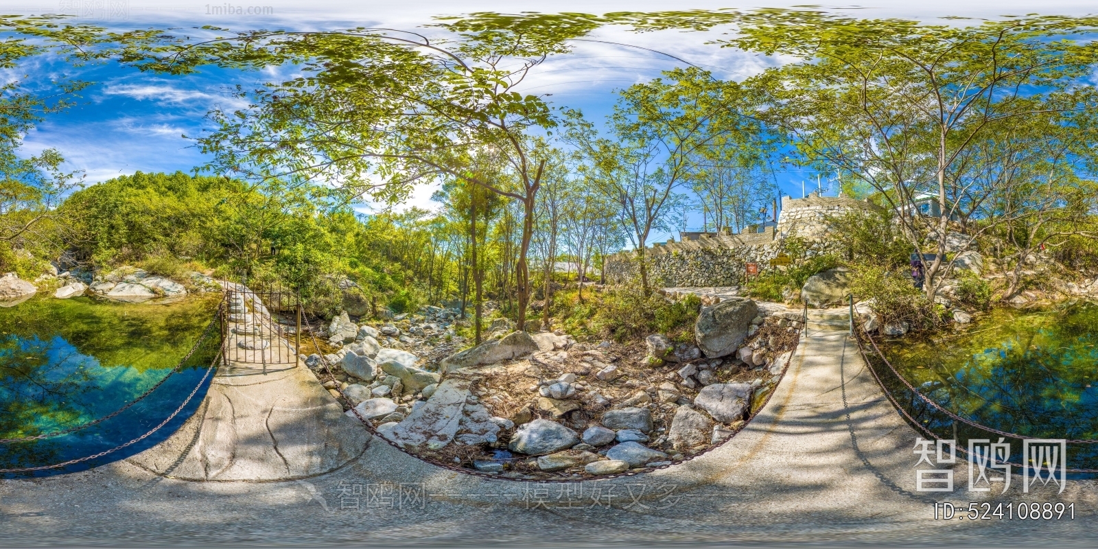 绿茵树林休闲公园全景HDR