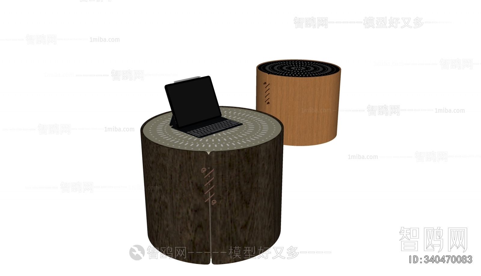 Soho现代圆床头柜3D模型下载