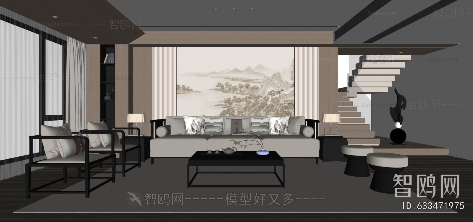 New Chinese Style A Living Room