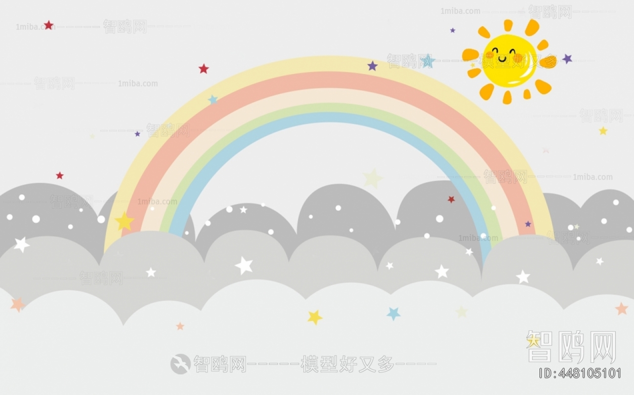 儿童卡通彩虹太阳壁纸