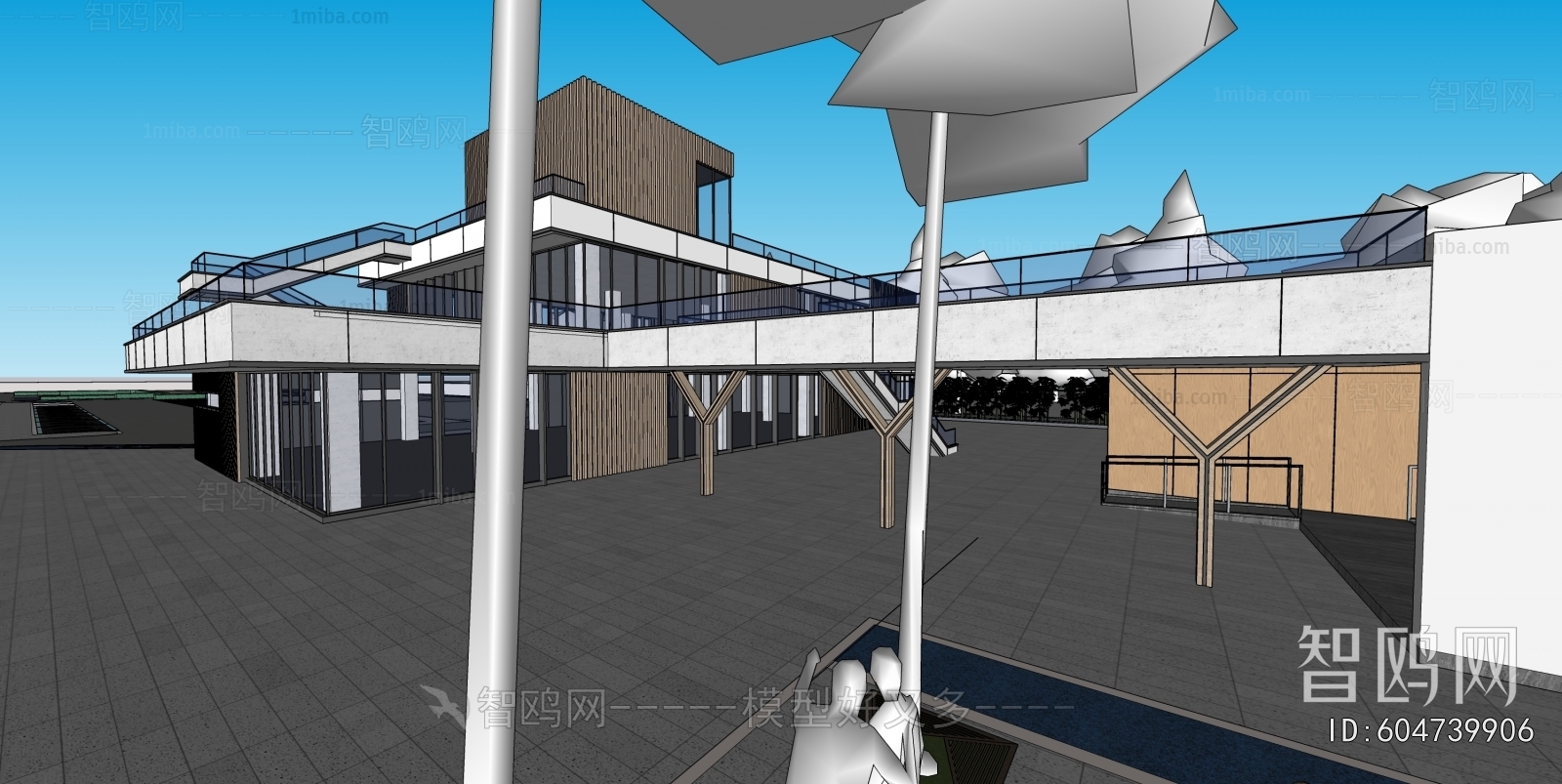 现代商业楼外观3D模型下载