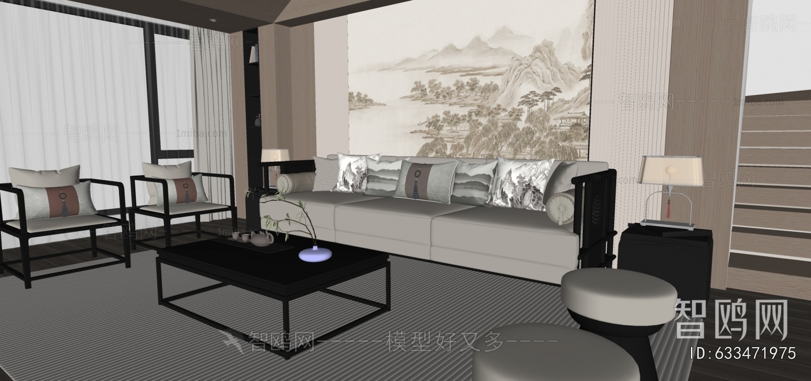 New Chinese Style A Living Room