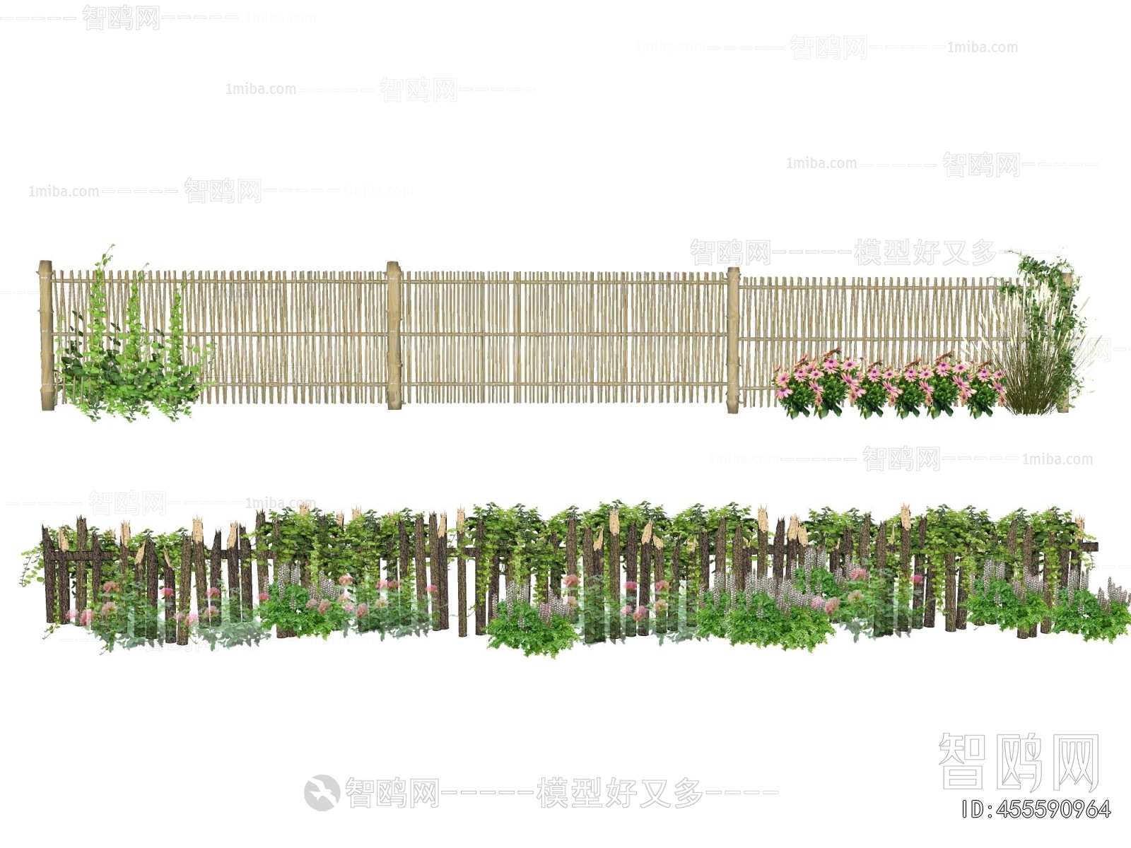 新中式篱笆围栏攀爬植物