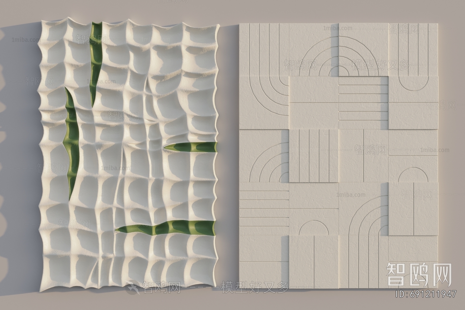 现代立体墙饰挂件3D模型下载