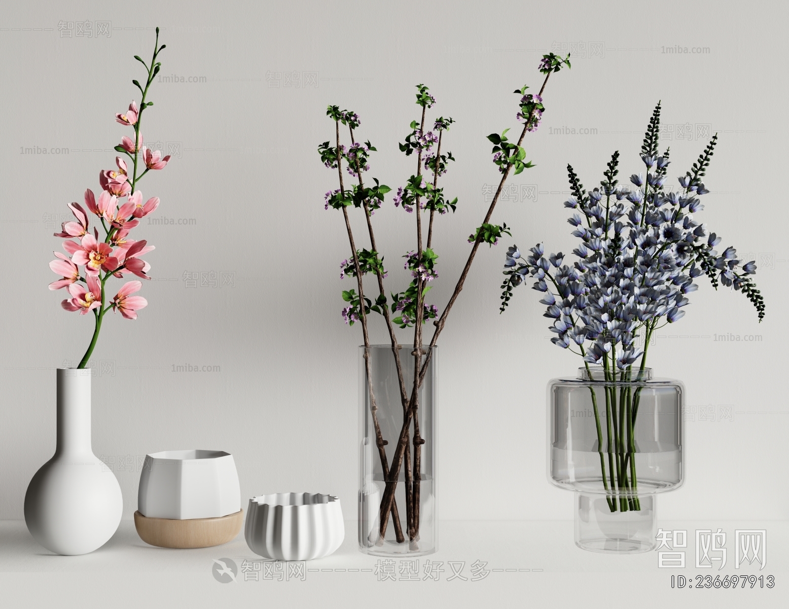 现代花瓶花艺摆件3D模型下载