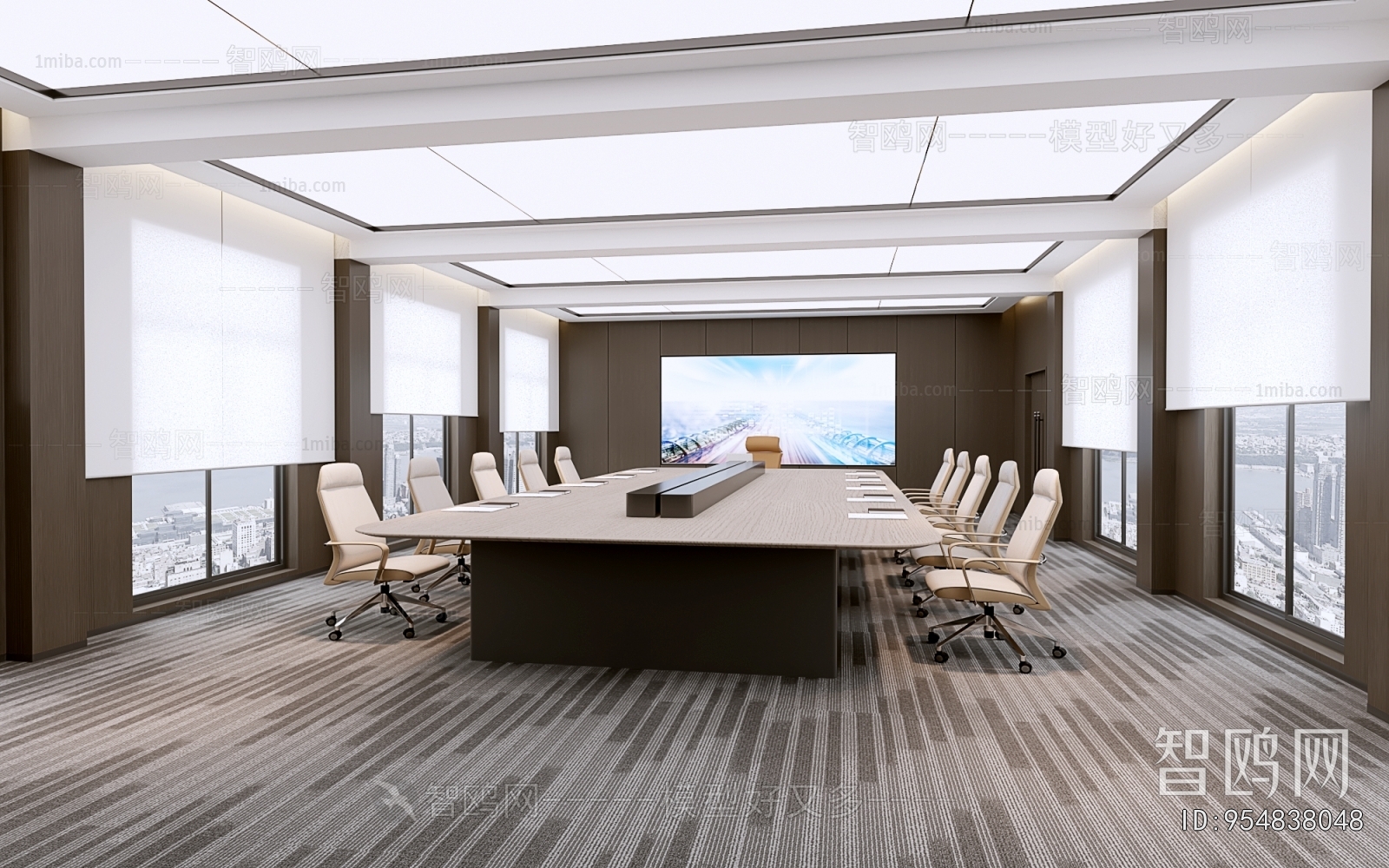 现代会议室3D模型下载