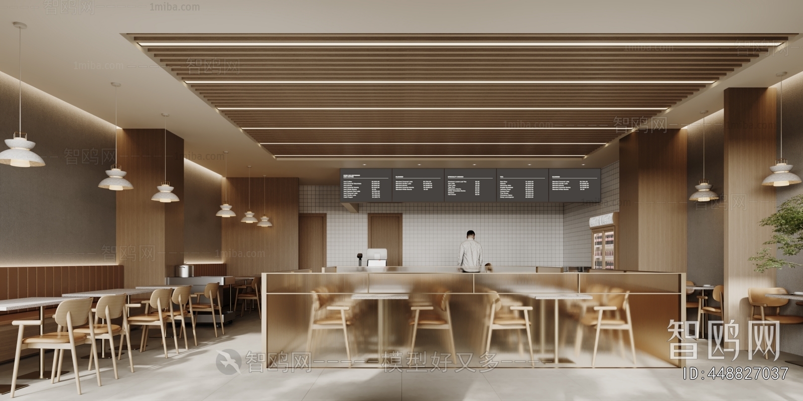 现代餐厅3D模型下载