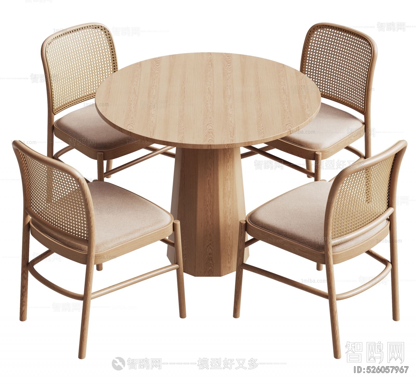 现代圆形休闲桌藤编椅