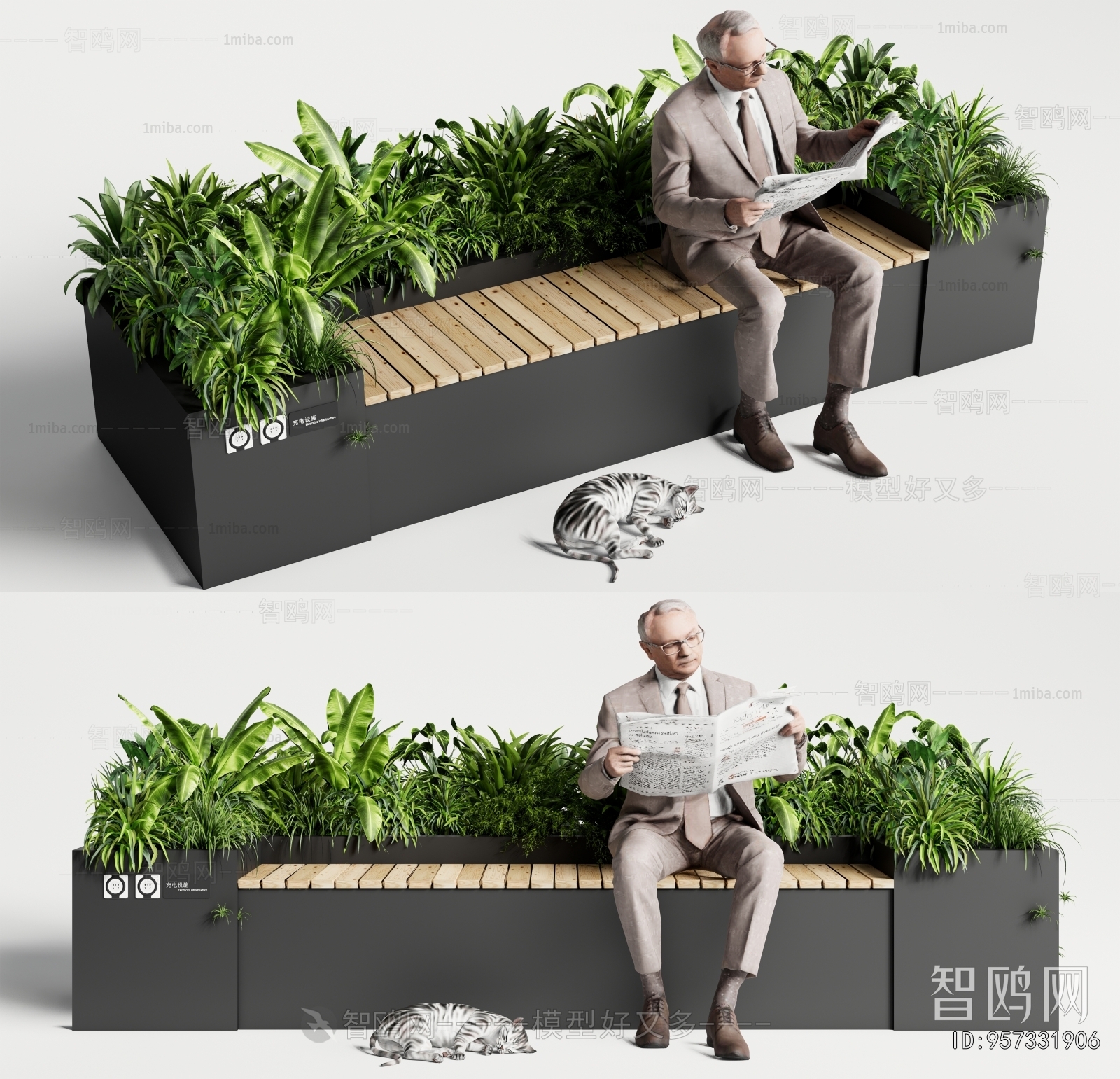 现代景观座椅 植物花箱