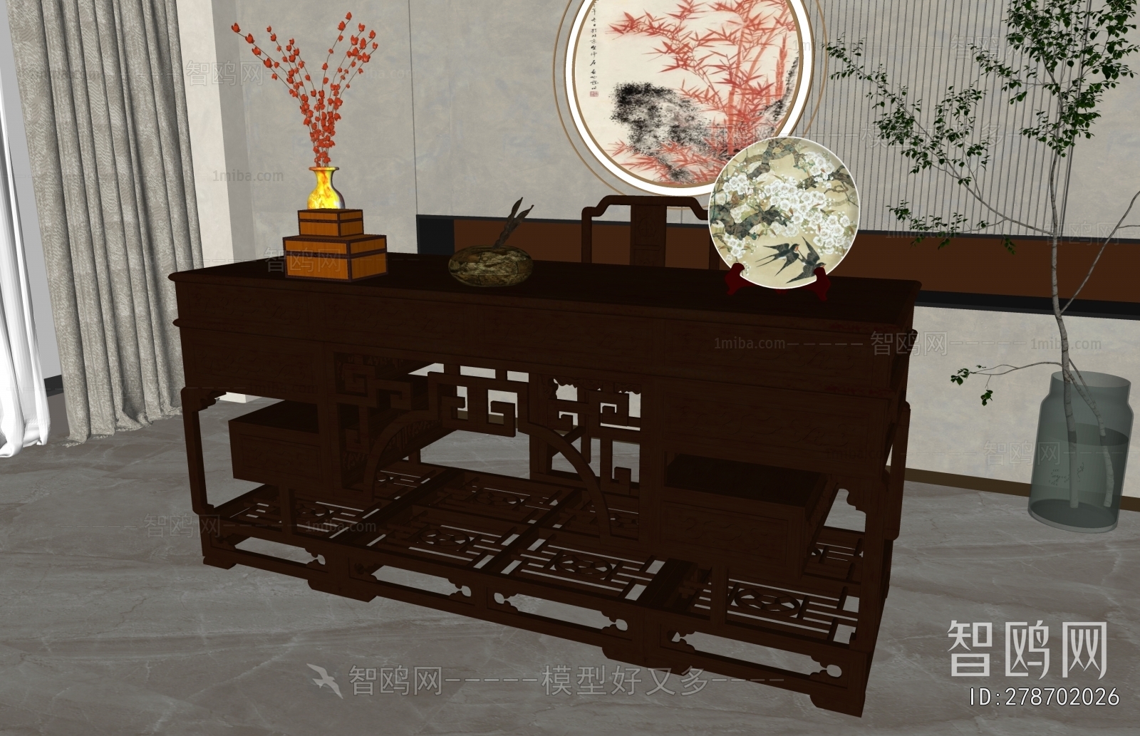 New Chinese Style Chinese Style Computer Desk And Chair