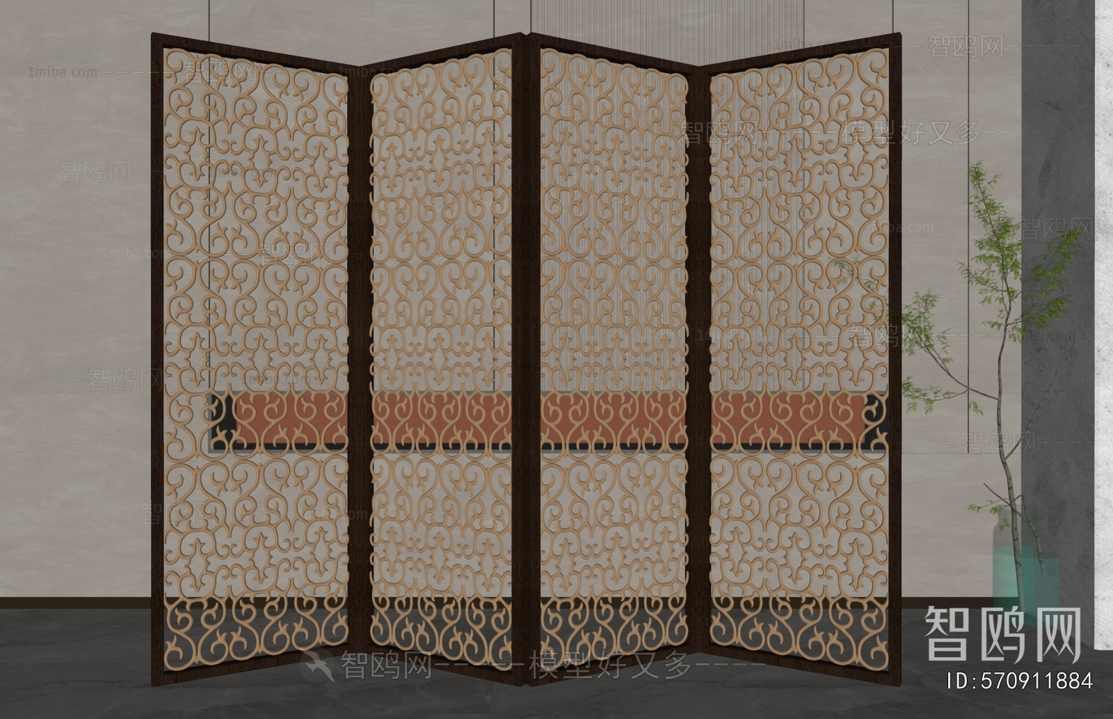 New Chinese Style Metal Screen Partition