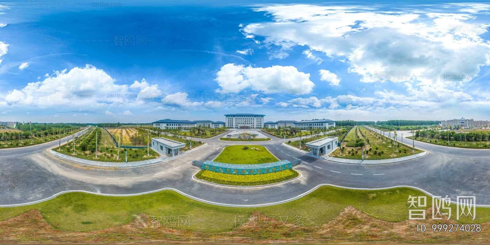 城市小区社区广场全景HDR