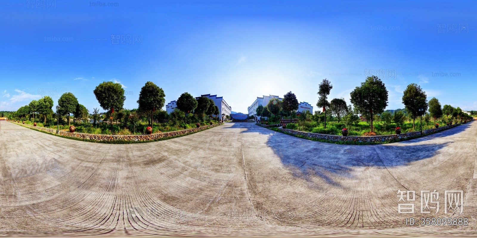 城市小区社区广场全景HDR