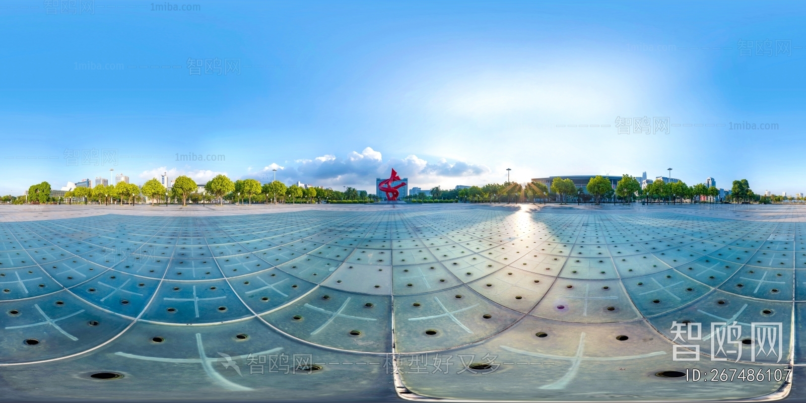 白天城市休闲广场全景HDR