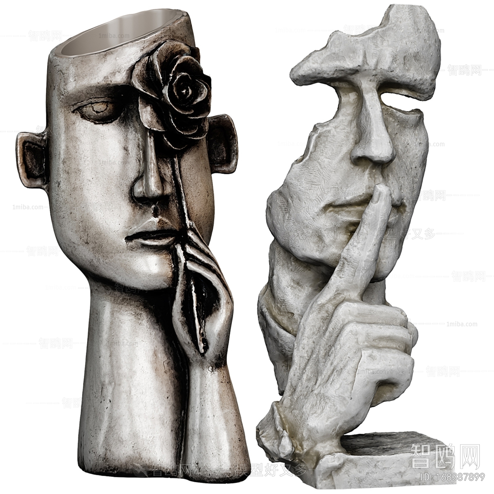 现代抽象人脸雕像