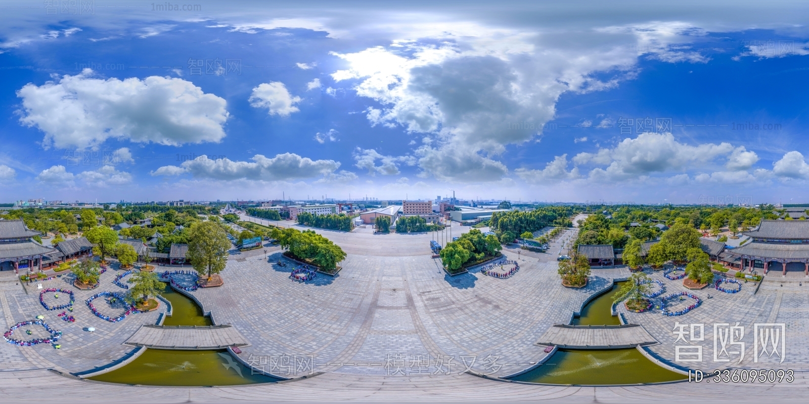 白天城市生态绿化全景HDR