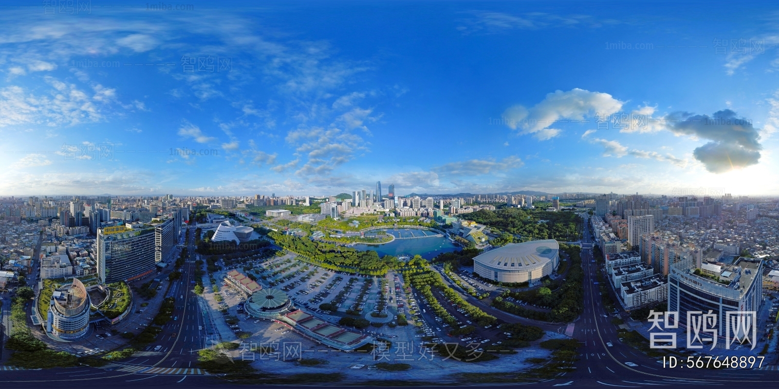 白天城市生态绿化全景HDR