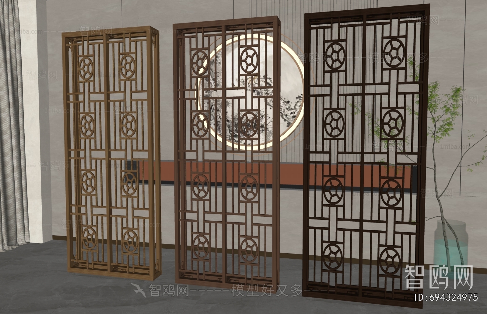 New Chinese Style Wooden Screen Partition