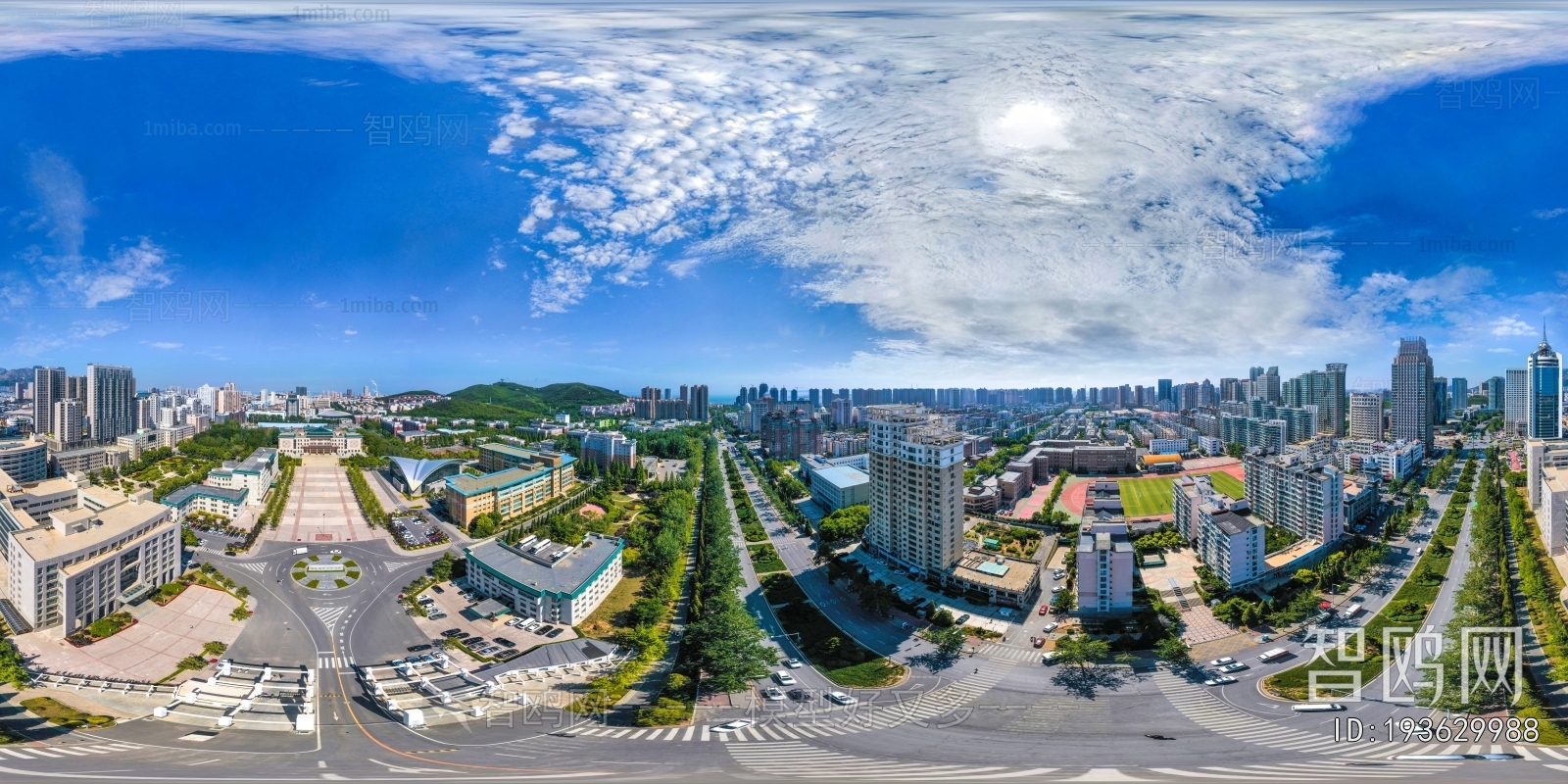 白天城市生态绿化全景HDR