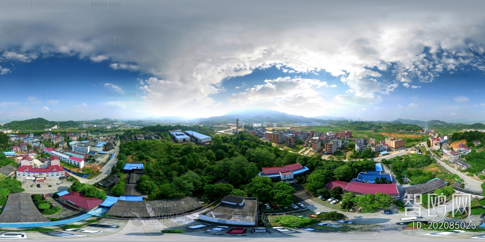 白天城市生态绿化全景HDR