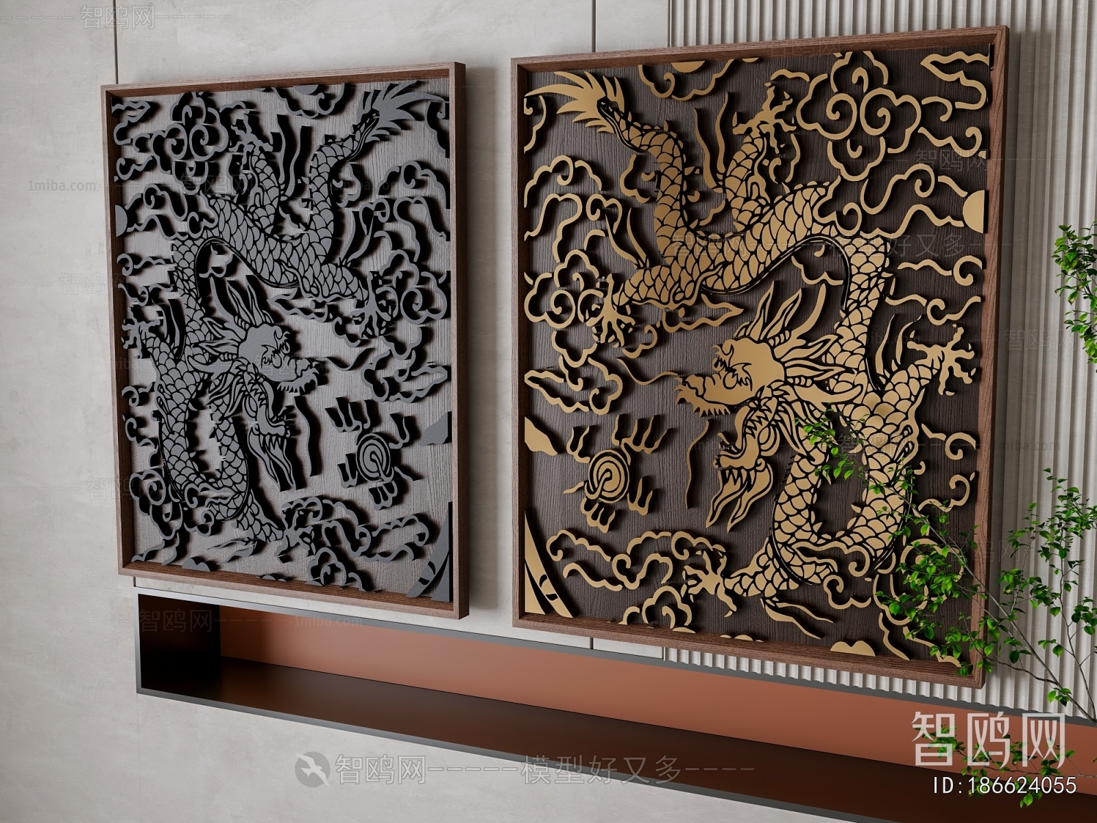 新中式浮雕龙墙饰挂件