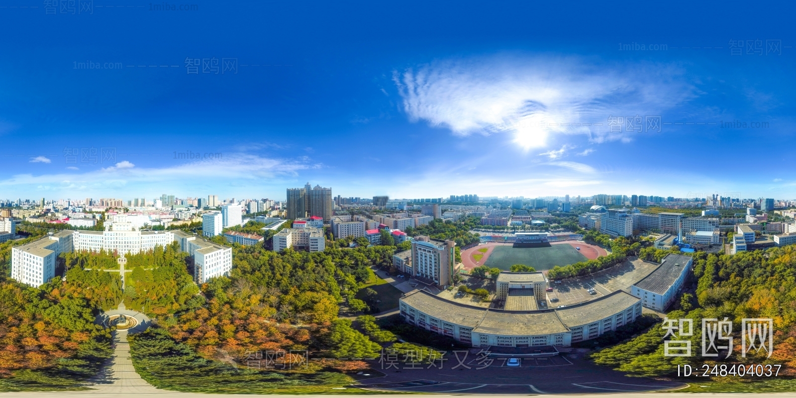 白天城市生态绿化全景HDR