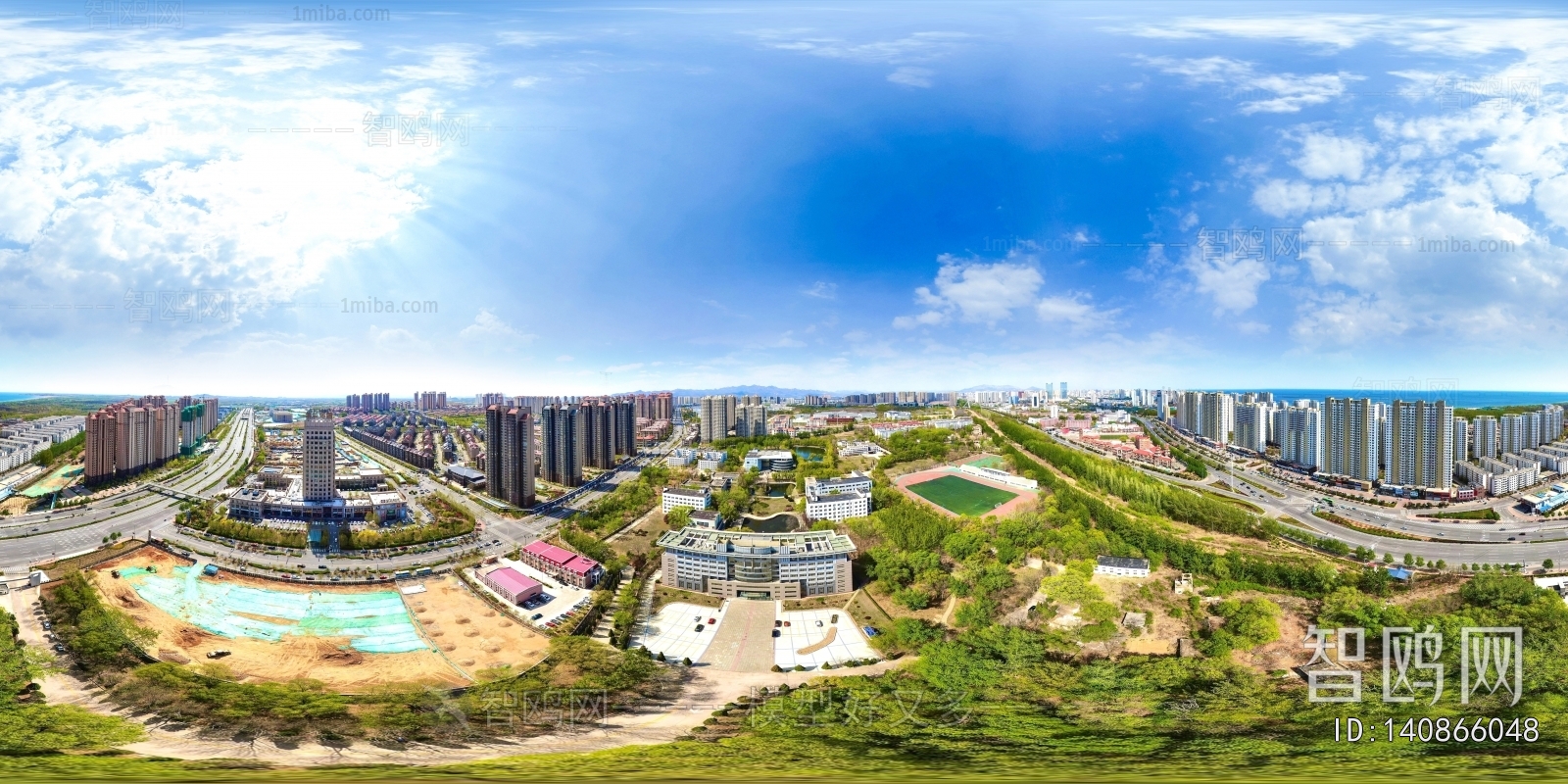 白天城市生态绿化全景HDR