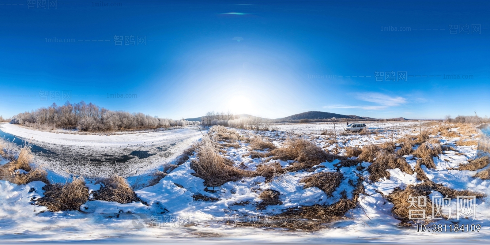 城市户外雪地落叶风景HDR