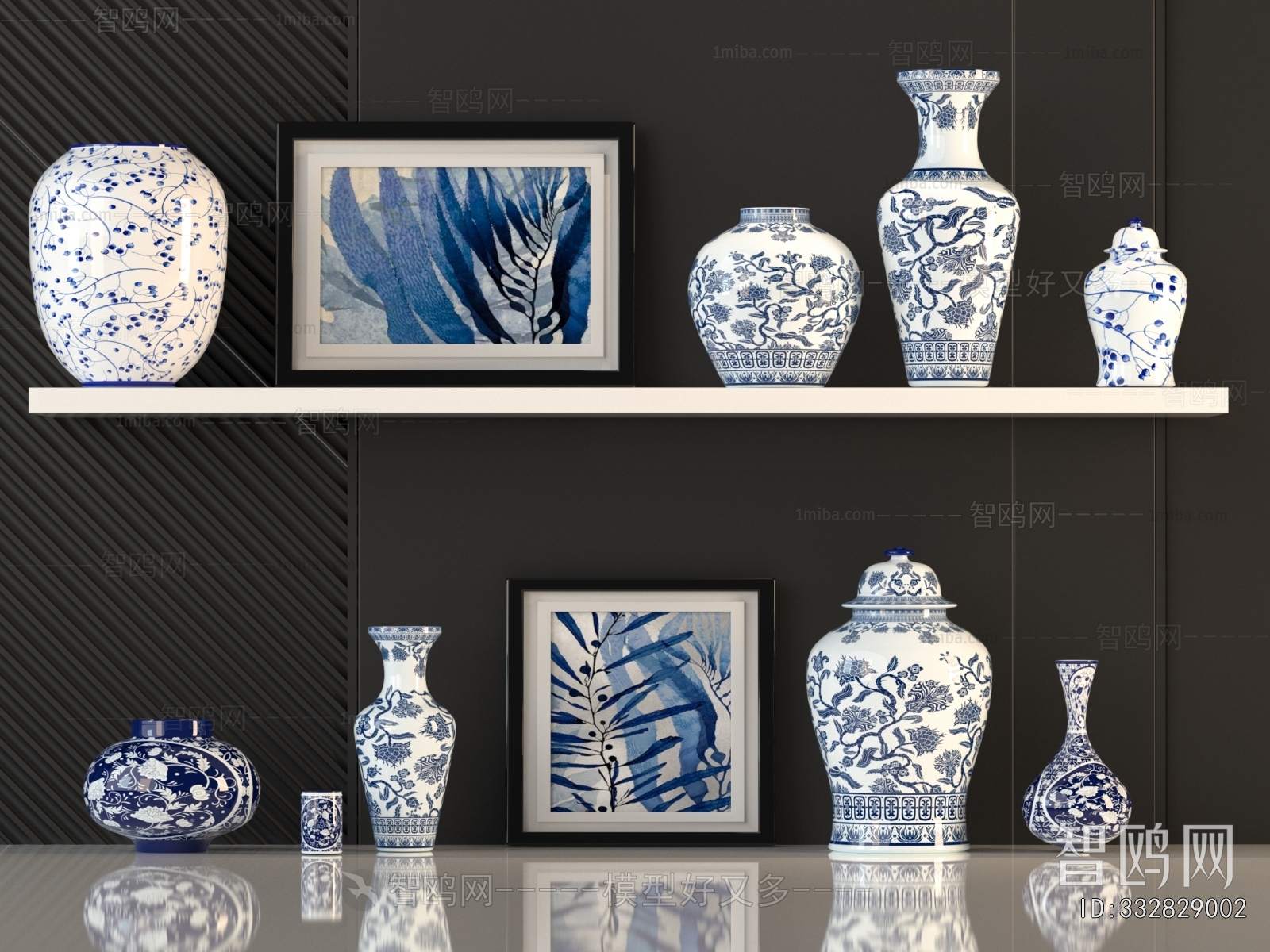 中式青花瓷陶瓷花瓶摆件