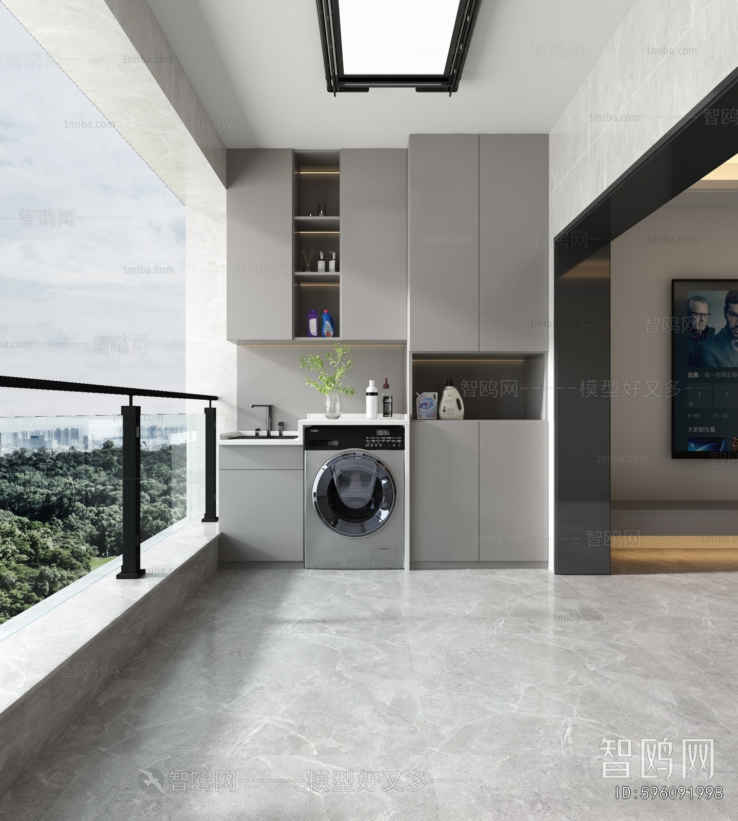 Modern Balcony Laundry Room