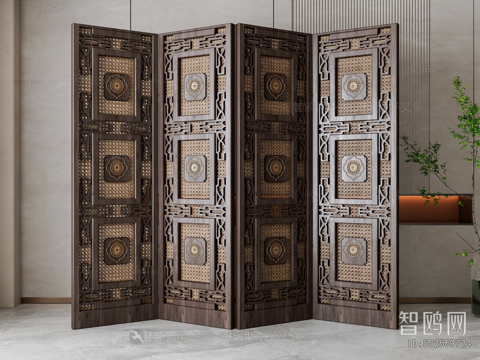 New Chinese Style Wooden Screen Partition