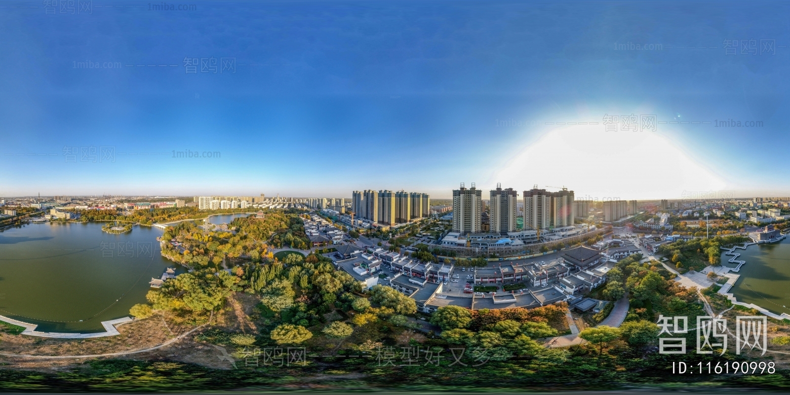 白天城市生态公园全景HDR