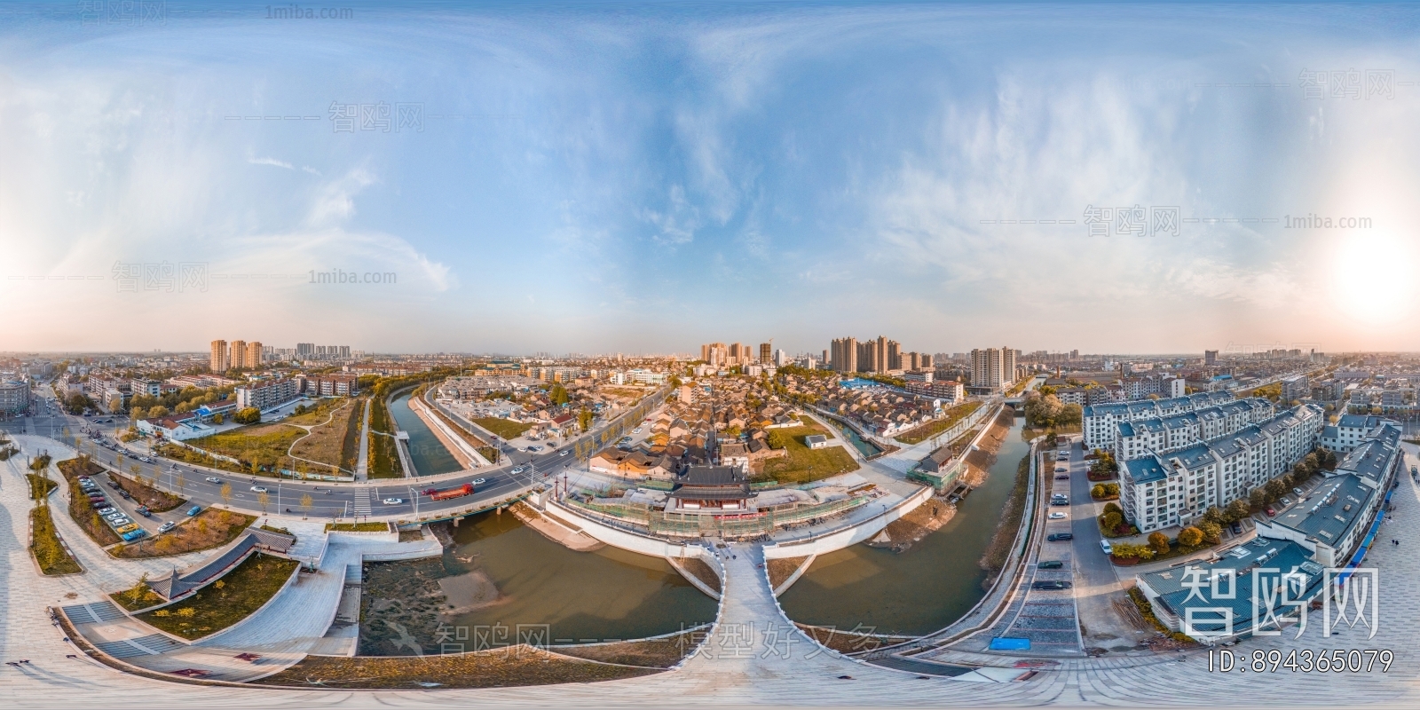 白天城市鸟瞰建筑全景HDR