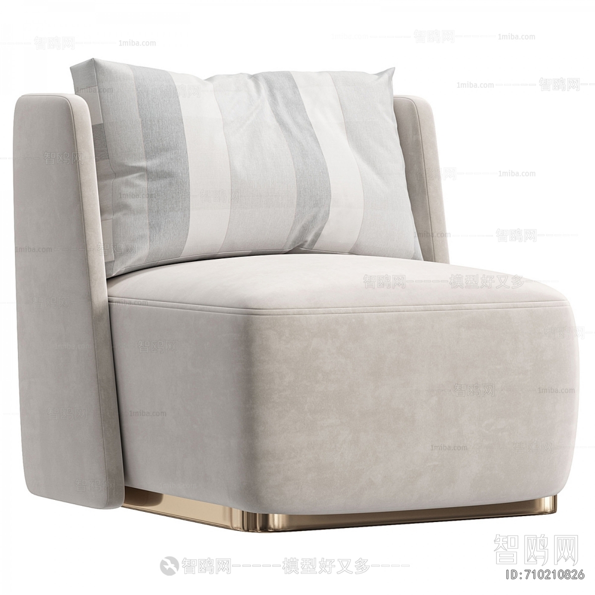 现代布艺单人沙发3D模型下载