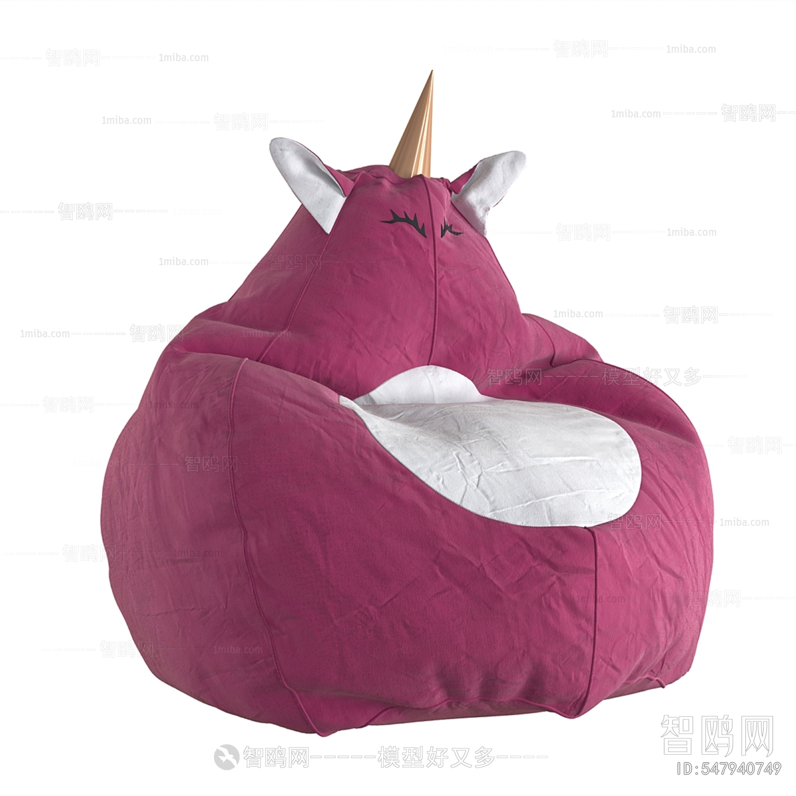 现代椅包独角兽粉色懒人沙发