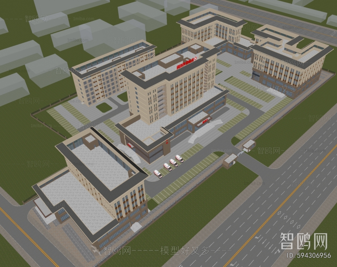 现代医院鸟瞰规划